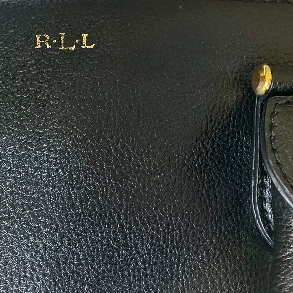 Ralph Lauren Large Black Vintage Pebbled Leather Lauren Bag - Picture 16 of 16
